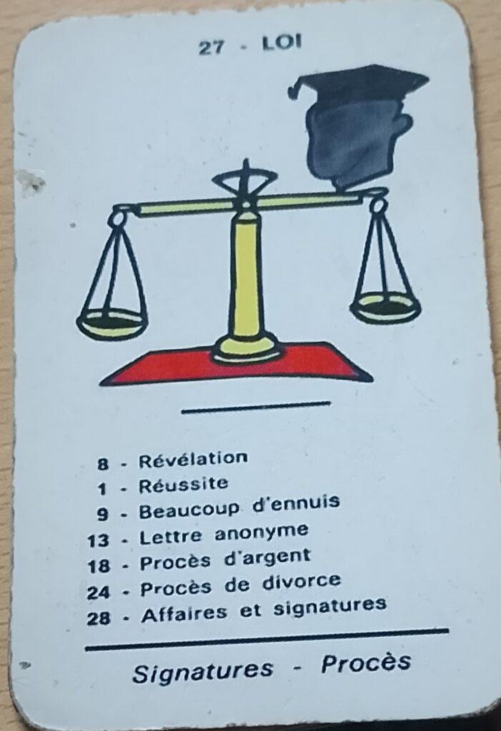 Carte numéro 27 la justice dans l'oracle spirite