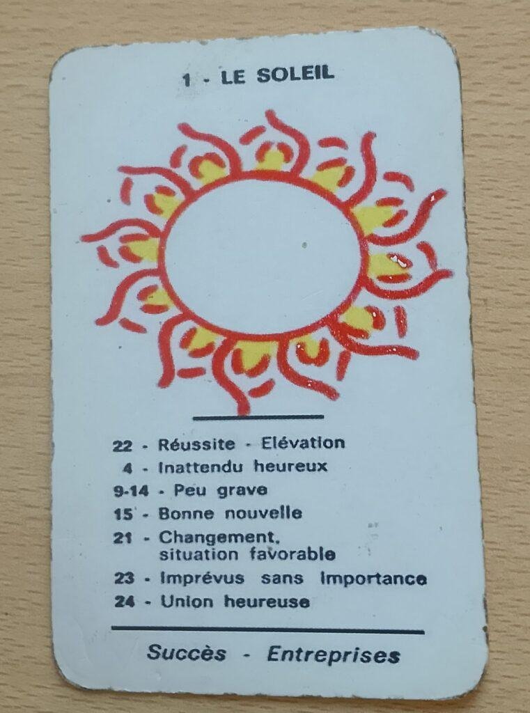 Carte du soleil dans l'oracle spirite de mariana carte numéro 1